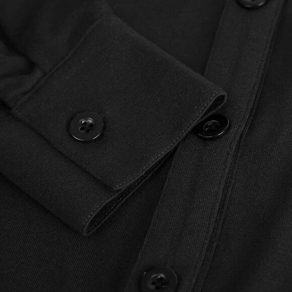 DJT Women’s Roll-Up Long Sleeve Solid Black Women’s Collared Button-Down Shirt - Picture 5 of 16